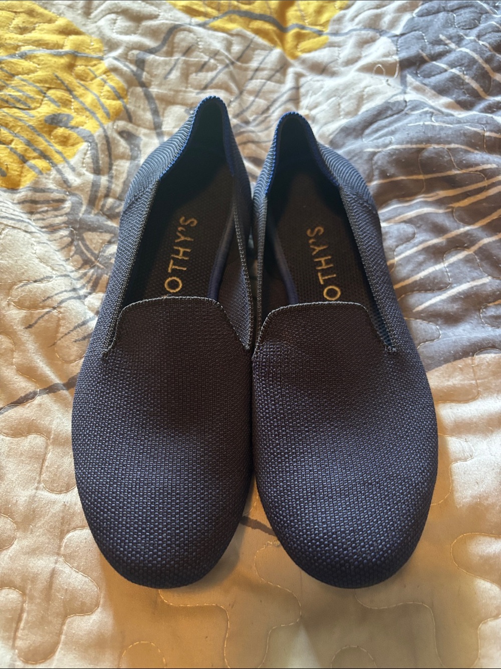 Rothys The Loafer Classic Navy Knit Fabric Slip On Flats Women's Shoes Size 7.5